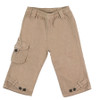 front view of IKKS Khaki pants for young girls with side pocket and Flower application on the back.