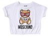 photo of MOSCHINO White Cropped T-shirt with Teddy Bear for Girls by MOSCHINO