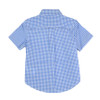 back view of Ralph Lauren Polo, Blue Gingham Oxford Shirt for boys, embroidered detailing, checked, front closure, button closing, short sleeves, button-down collar, no pockets.