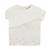 front view  of Miss Grant White/Egg-shell T-shirt for girls with little sparkling stars, Flowers and Pearls