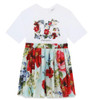 photo of DOLCE & GABBANA Floral Logo Print Dress for Girls by DOLCE & GABBANA