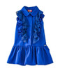 Girls Blue Ruffle Shirt Dress