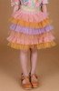 "Close-up view of the soft tulle layers and velvet trim of the Enchanted Rainbow - Classic Voluminous Tulle Skirt."