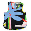 front view of Stella McCartney Kids black vest with colorful palm tree graphics.