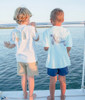 Detailed image of a classic short sleeve pocket tee featuring a handy pocket for stashing summer finds and treasures, highlighting its practical style and unmatched comfort for active boys.