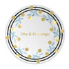 Vive Le Printemps engraved porcelain plate on elegant dining table.