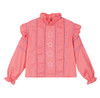 Coral pink Victorian-style blouse by RaspberryPlum for girls.