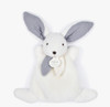 Doudou’s plush bunny elegantly packaged, highlighting its readiness as a premium, safe, and cuddly gift for tender infant embraces.