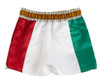 The Italian-flag logo shorts displayed, showcasing the quality polyester fabric and eye-catching embroidered details.