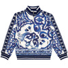 D&G Kids sweatshirt, showcasing the intricate blue and white Majolica print and stylish zipped pockets