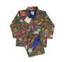 Complete look of the Floral Disco pyjamas showcasing pearlised buttons, electric blue piping, and a handy chest pocket.