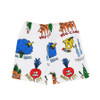back view of Stella McCartney kids White shorts with the cute vegetable gang (beet, cool broc, pea's out)