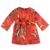 front view of scarlet red girly Coat with Carnations from DOLCE & GABBANA