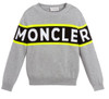 front view of grey Sweatshirt with Neon Yellow Stripe from MONCLER KIDS