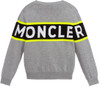 front view of grey Sweatshirt with Neon Yellow Stripe from MONCLER KIDS