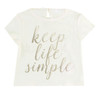 front view of white Girly "Keep Life Simple" T-Shirt with sequins from SHE.VER CHIC