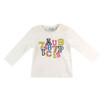 front view of white long sleeve t-shirt with letters graphic from CESARE PACIOTTI 4US