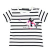 front view of baby girl striped "It's a Selfie Time" T-shirt from WEEK-END A LA MER