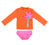 front view of girls' two-piece Striped Swim Set with Palm from STELLA McCARTNEY