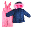 baby girl fashion "Let's Sleigh and Be Awesome" Navy Blue and Pink Snowsuit Set from PINK PLATINUM