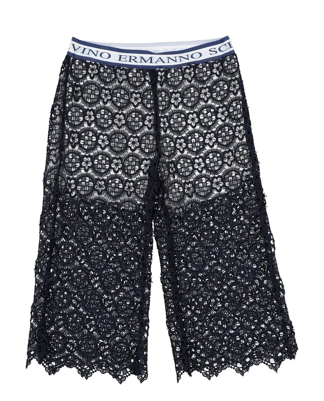 ERMANNO SCERVINO Navy Blue Lace Pants for Girls