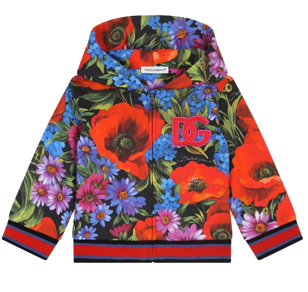 Floral Print Zip-Up Hoodie