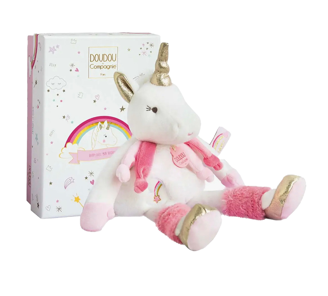 Girls Pink Velour Unicorn Doudou (20cm)