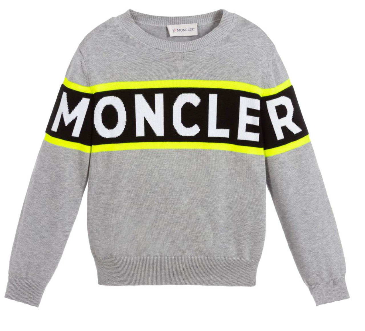 MONCLER KIDS Neon Yellow Stripe Sweatshirt for Boys