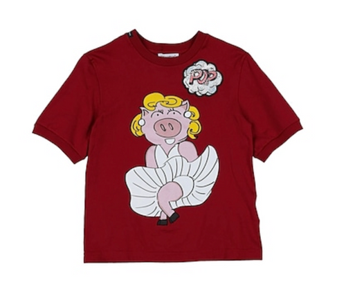 photo of DOLCE & GABBANA Pig Print Cotton Jersey T-shirt by DOLCE & GABBANA