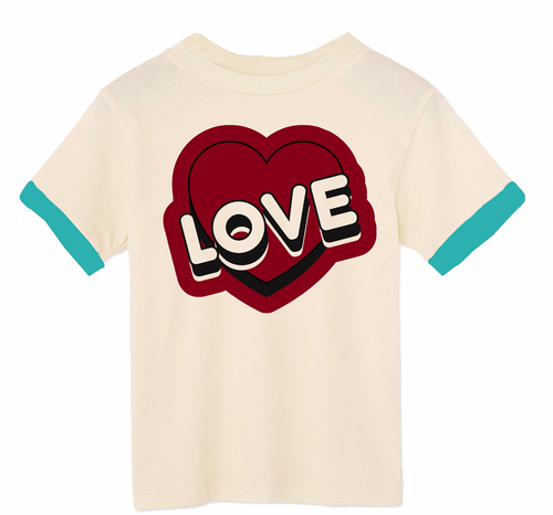 WEE MONSTER  LOVE Cream Tee - Unisex for Boys and Girls