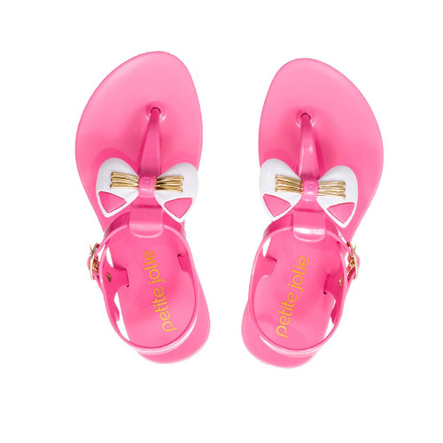 photo of PETITE JOLIE Neon Pink Flat Sandals with a Bow for Girls by PETITE JOLIE