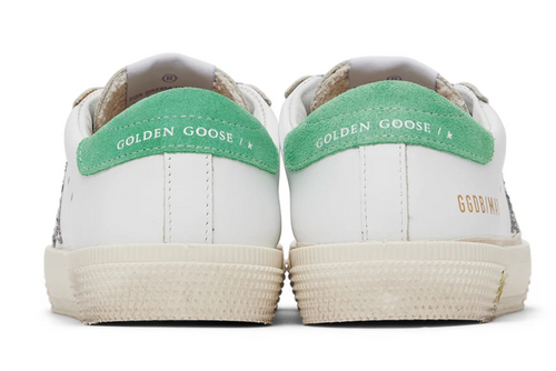 GOLDEN GOOSE White & Silver Glittered May Sneakers for Girls GOLDEN GOOSE White & Silver Glittered May Sneakers for Girls