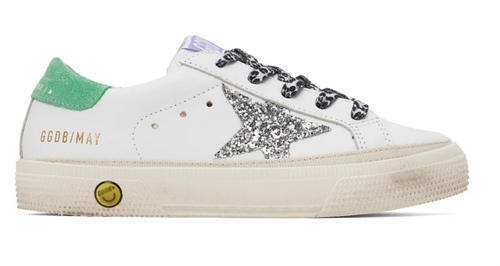 GOLDEN GOOSE White & Silver Glittered May Sneakers for Girls GOLDEN GOOSE White & Silver Glittered May Sneakers for Girls