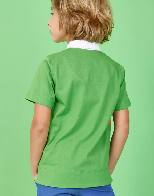 PAN CON CHOCOLATE Boys Green Cotton Polo Shirt PAN CON CHOCOLATE Boys Green Cotton Polo Shirt