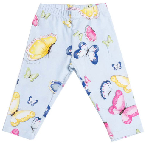 photo of MONNALISA Bebe Sky Blue Leggings with Butterflies Print for Girls by MONNALISA