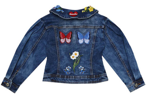 MONNALISA Embroidered Denim Jacket for Girls MONNALISA Embroidered Denim Jacket for Girls