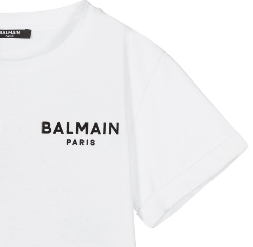 BALMAIN Logo-print Cotton cropped T-shirt BALMAIN Logo-print Cotton cropped T-shirt