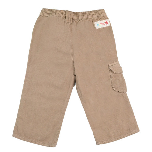 back view of IKKS Khaki pants for young girls with side pocket and Flower application on the back.