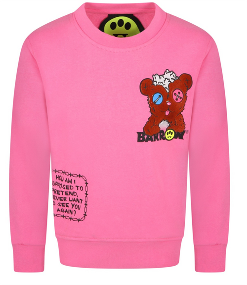 BARROW KIDS Pink sweatshirt for girls with bear and logo