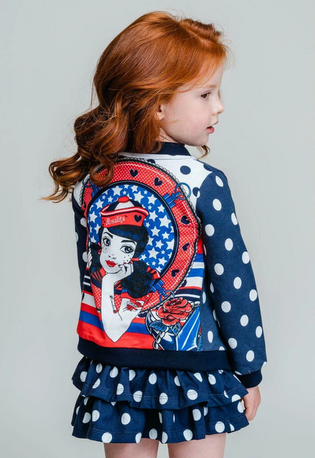 Bomber Jacket with Dots for Girls Bomber Jacket with Dots for Girls