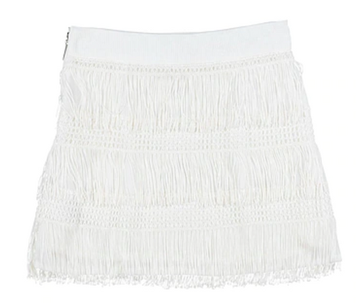 ALBERTA FERRETTI JUNIOR White Fringe Trim Skirt for Girls ALBERTA FERRETTI JUNIOR White Fringe Trim Skirt for Girls