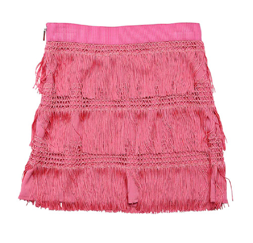 ALBERTA FERRETTI JUNIOR Pink Fringe Trim Skirt for Girls ALBERTA FERRETTI JUNIOR Pink Fringe Trim Skirt for Girls