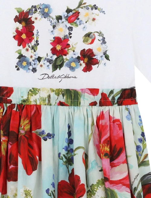 DOLCE & GABBANA Floral Logo Print Dress for Girls DOLCE & GABBANA Floral Logo Print Dress for Girls