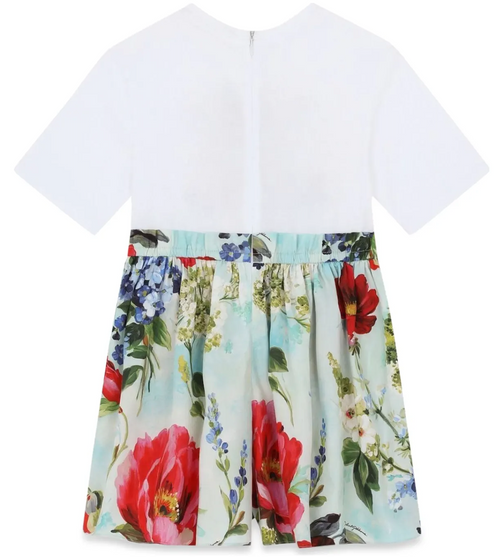 DOLCE & GABBANA Floral Logo Print Dress for Girls DOLCE & GABBANA Floral Logo Print Dress for Girls