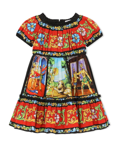 photo of DOLCE & GABBANA Multicolor Masterpiece Dress for Girls by DOLCE & GABBANA