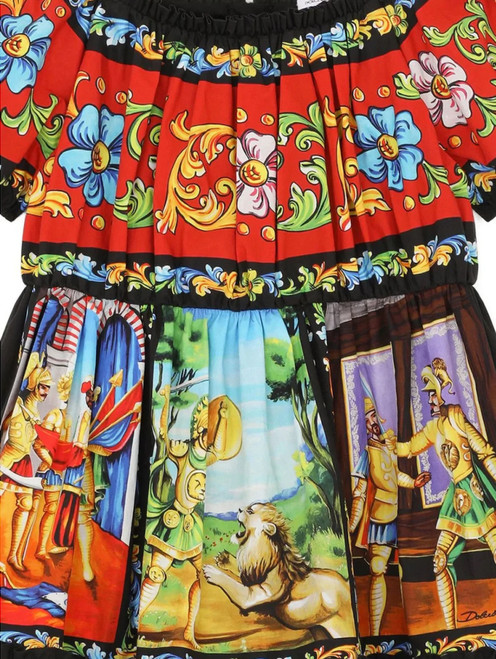 DOLCE & GABBANA Multicolor Masterpiece Dress for Girls DOLCE & GABBANA Multicolor Masterpiece Dress for Girls