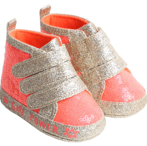 Glitter Silver and Neon Pink Booties for Girls