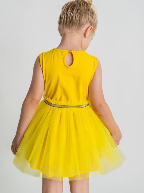 Girls Sleeveless Yellow Tulle Dress Girls Sleeveless Yellow Tulle Dress