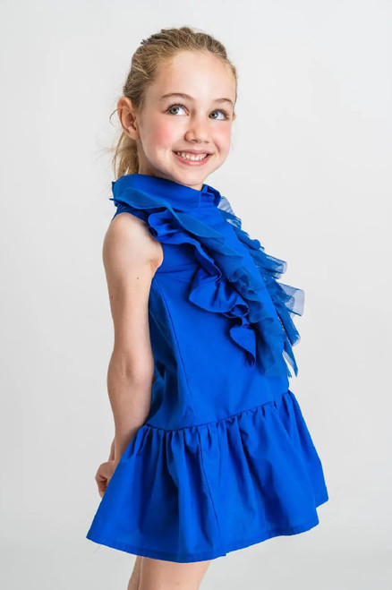 Girls Blue Ruffle Shirt Dress Girls Blue Ruffle Shirt Dress