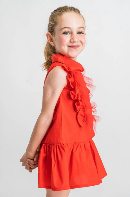 Girls Red Ruffle Shirt Dress Girls Red Ruffle Shirt Dress
